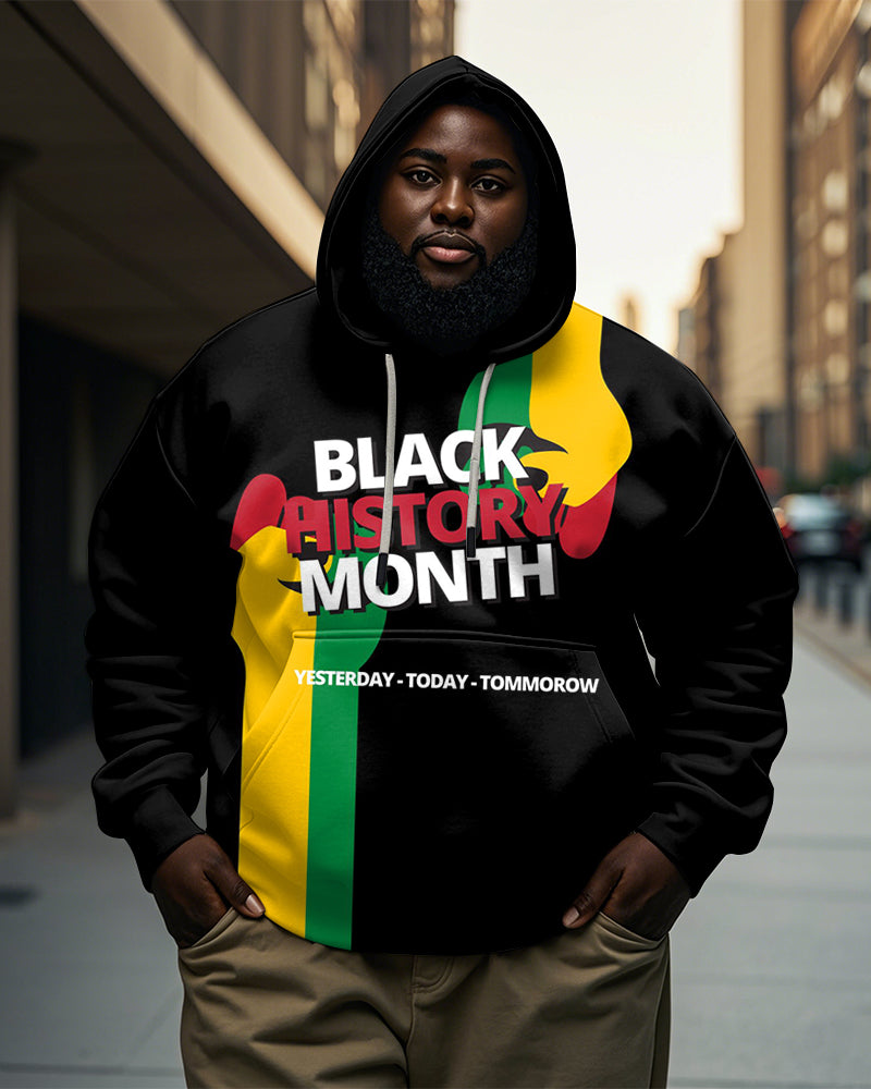 Big & Tall Black Colorblock Graphic Hoodie for big men view 1