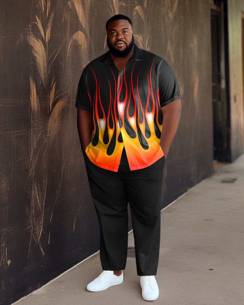 Big & Tall Black Gradient Shirt Shorts Set for big men view 1