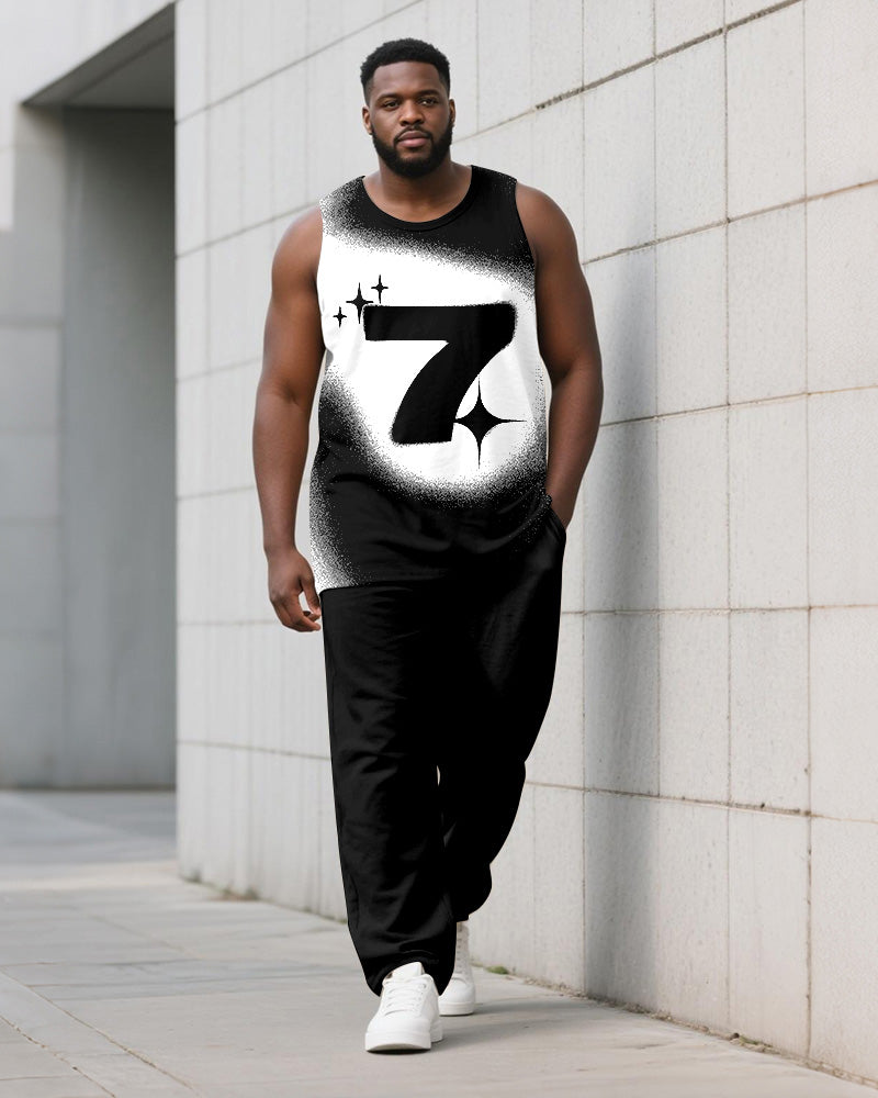 Big & Tall Black Gradient Vest Pants Set for big men view 1