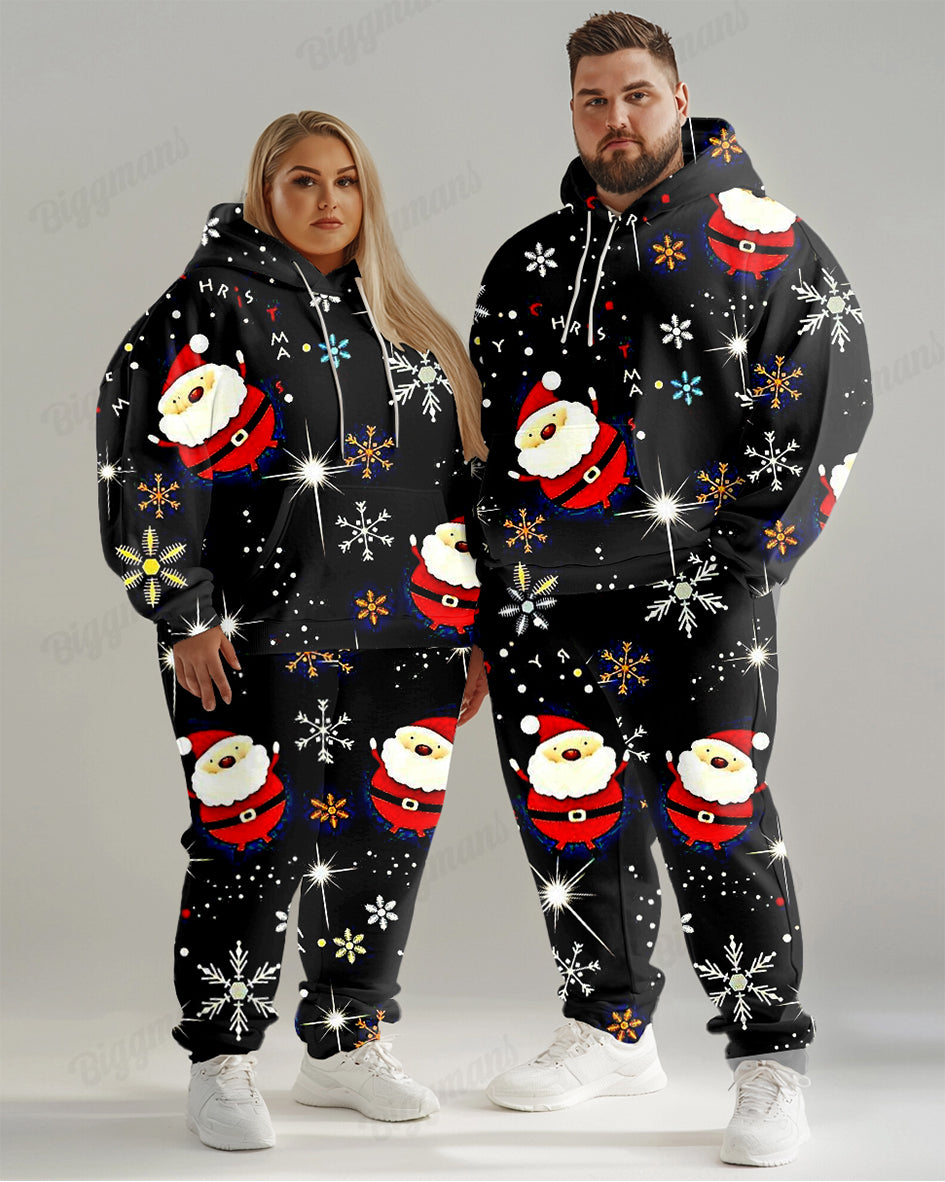 Big & Tall Black Graphic Hoodie Sweatpants Set for big men view 1
