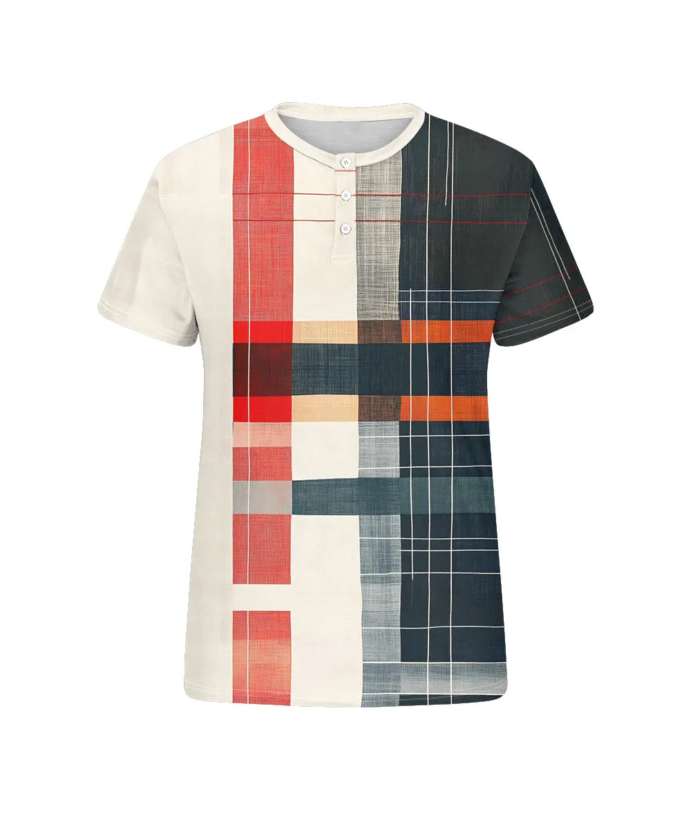 Big & Tall Black Red Geometric T-Shirt for big men view 4