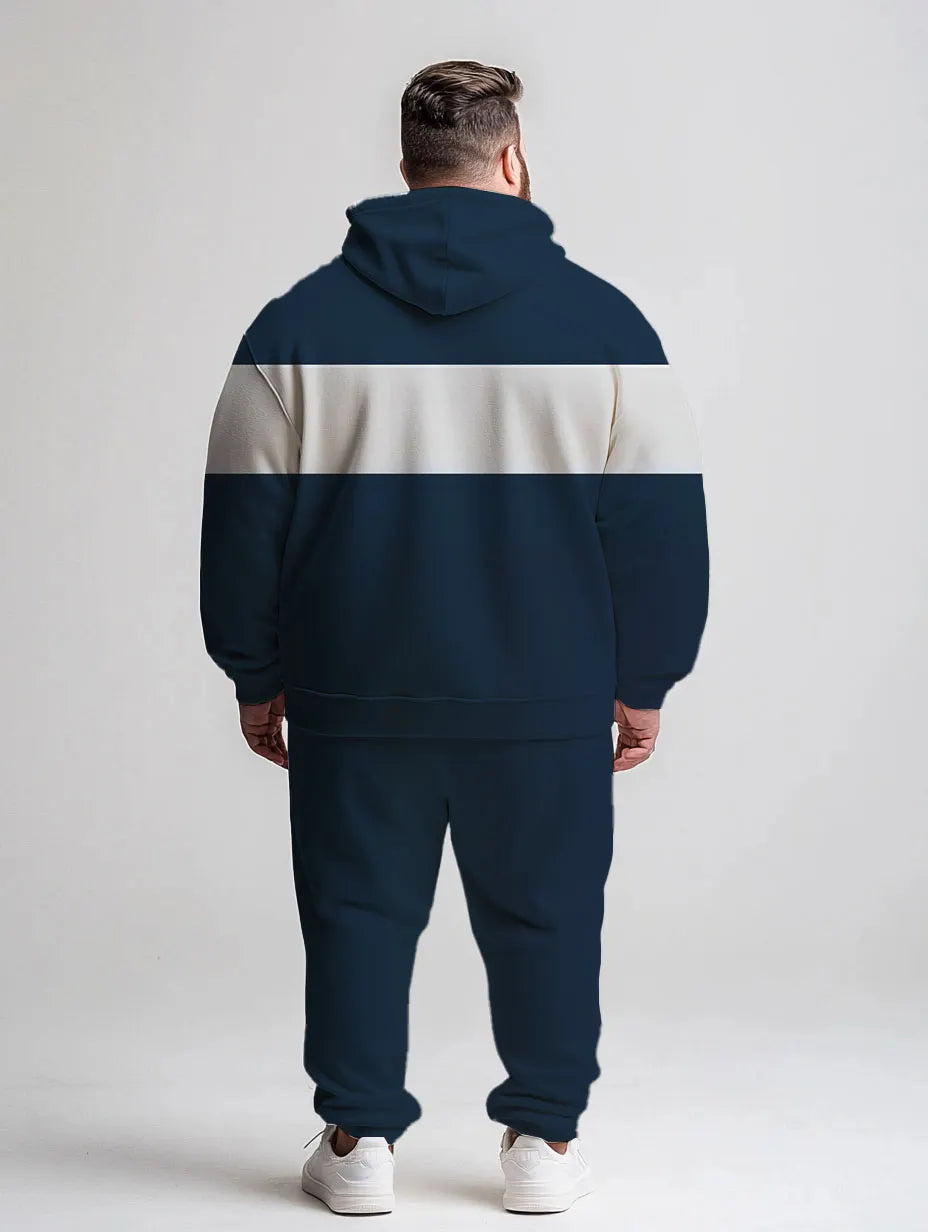 Big & Tall Striped Graphic Hoodie Sweatpants Set for big men view 4