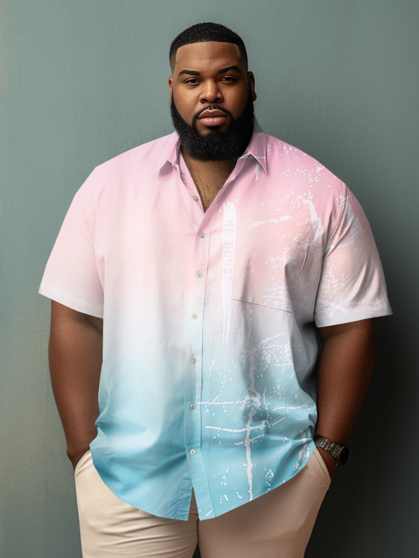 Big & Tall Gradient Short Sleeve Shirt for big men