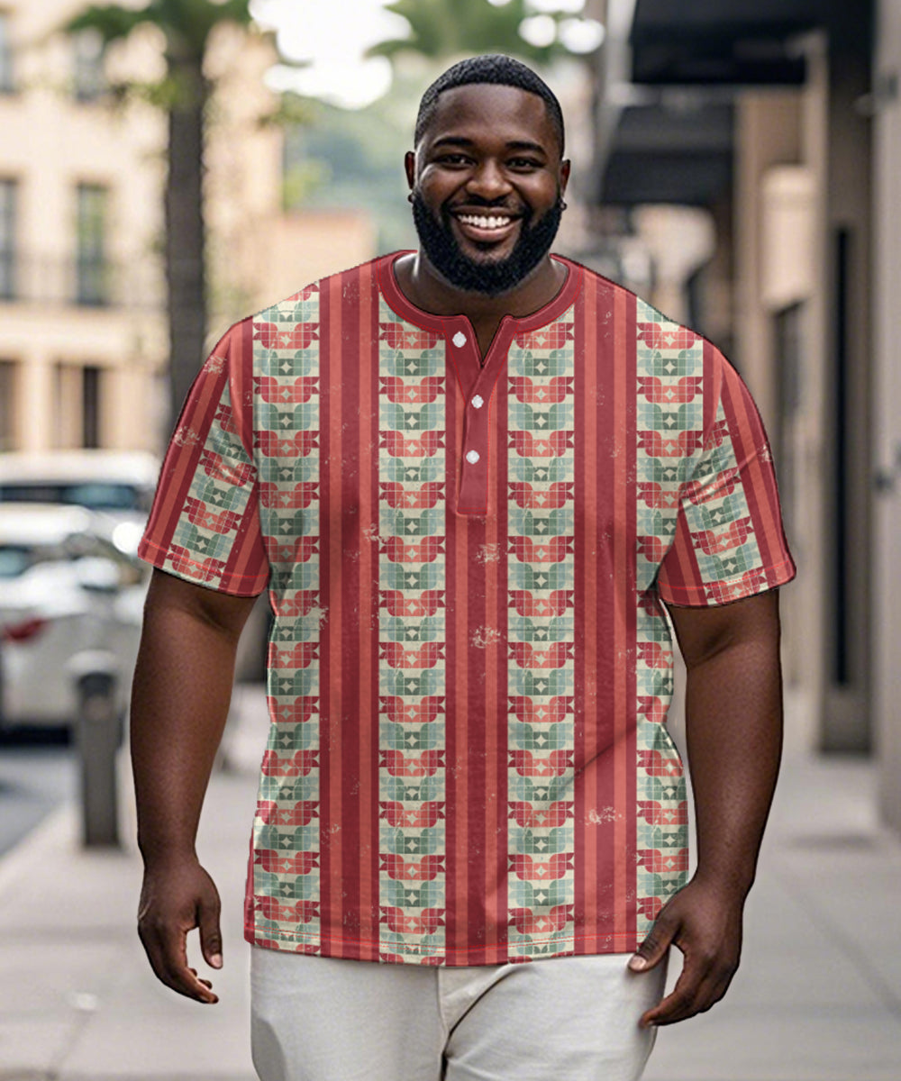 Big & Tall Pink Geometric Striped T-Shirt for big men view 1