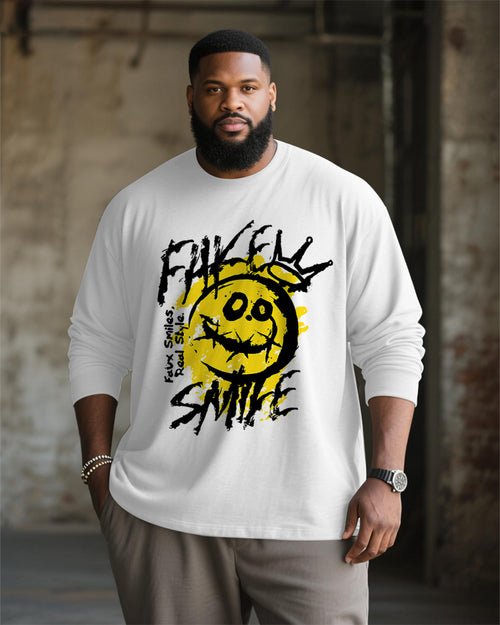 Big & Tall Graphic Smiley Splash Ink T-Shirt for big men view 1