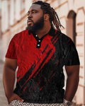 Big & Tall Black Red Graphic Polo Shirt for big men