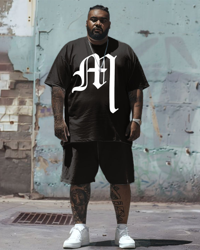 Big & Tall Graphic T-Shirt Shorts Set for big men view 1