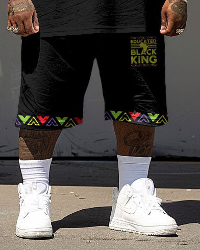 Big & Tall Black Juneteenth T-Shirt Shorts Set for big men view 3