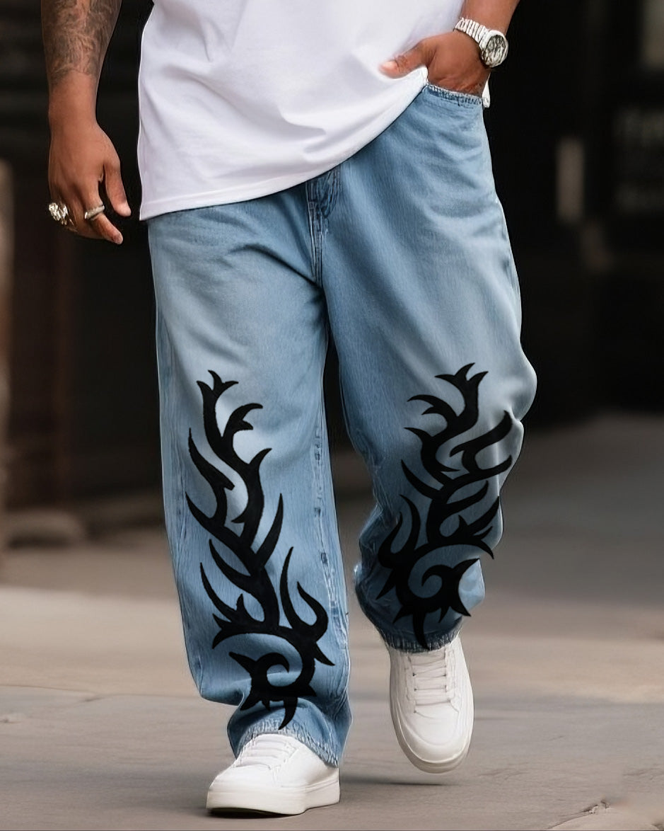 Big & Tall Denim Graphic Streetwear Jeans for big men view 1