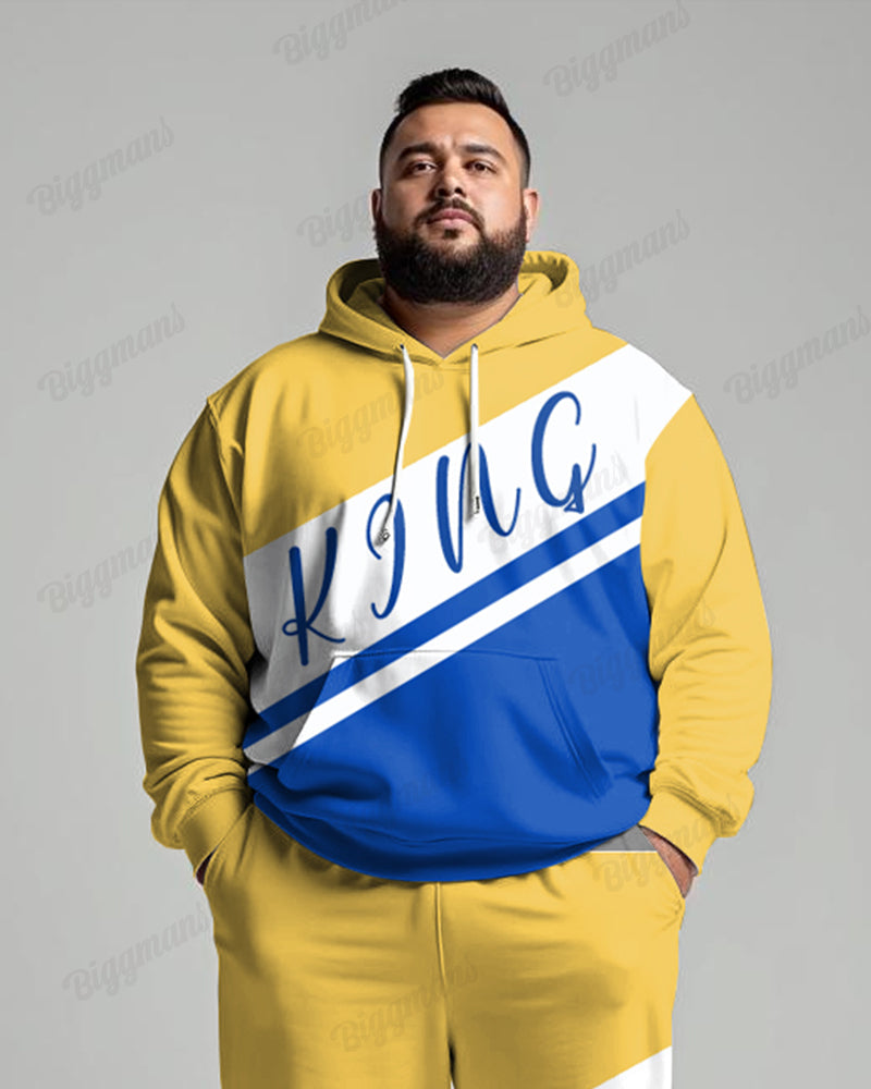 Big & Tall Colorblock Graphic Hoodie Sweatpants Set for big men view 3