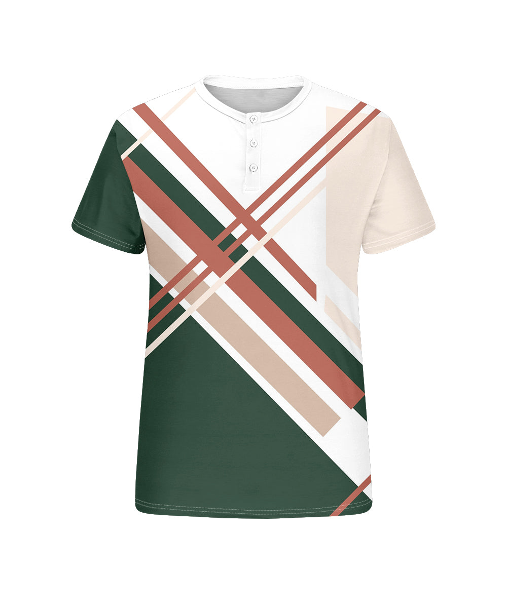 Big & Tall Green Geometric Striped T-Shirt for big men view 4