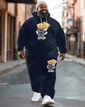 Big & Tall Blue Graphic Hoodie Sweatpants Set for big men view 1
