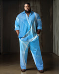 Big & Tall Blue Geometric Two-piece Set for big men view 1