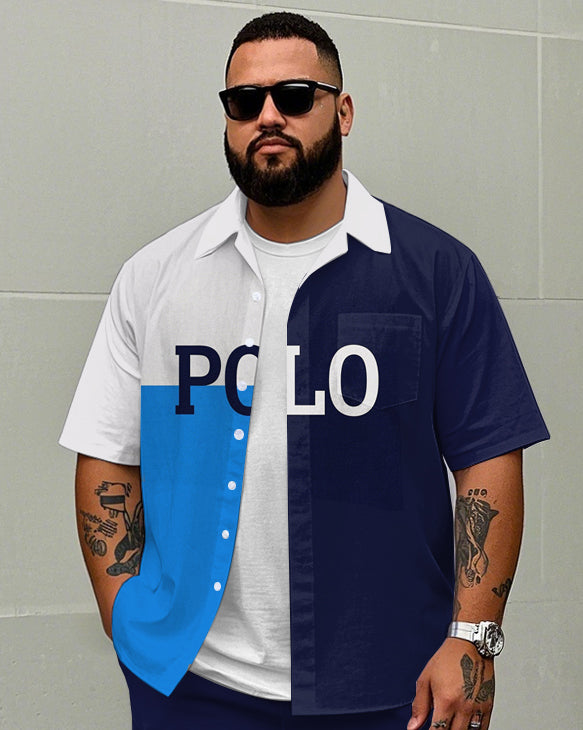 Big & Tall Colorblock Graphic T-Shirt Shorts Set for big men view 2