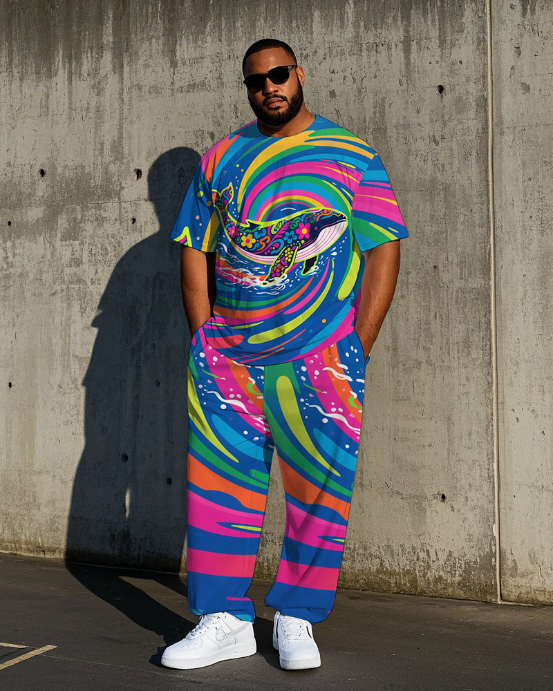 Big & Tall Streetwear T-Shirt Pants Set for big men view 1