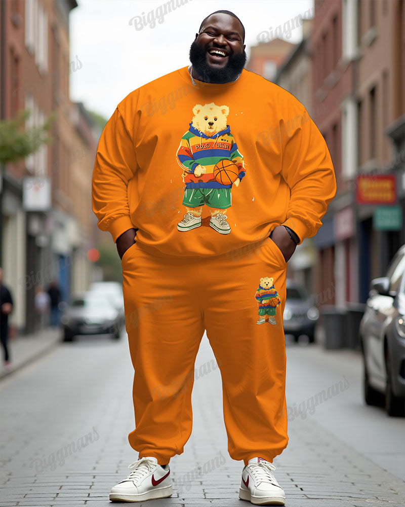 Big & Tall Orange Graphic Two-piece Set for big men view 1