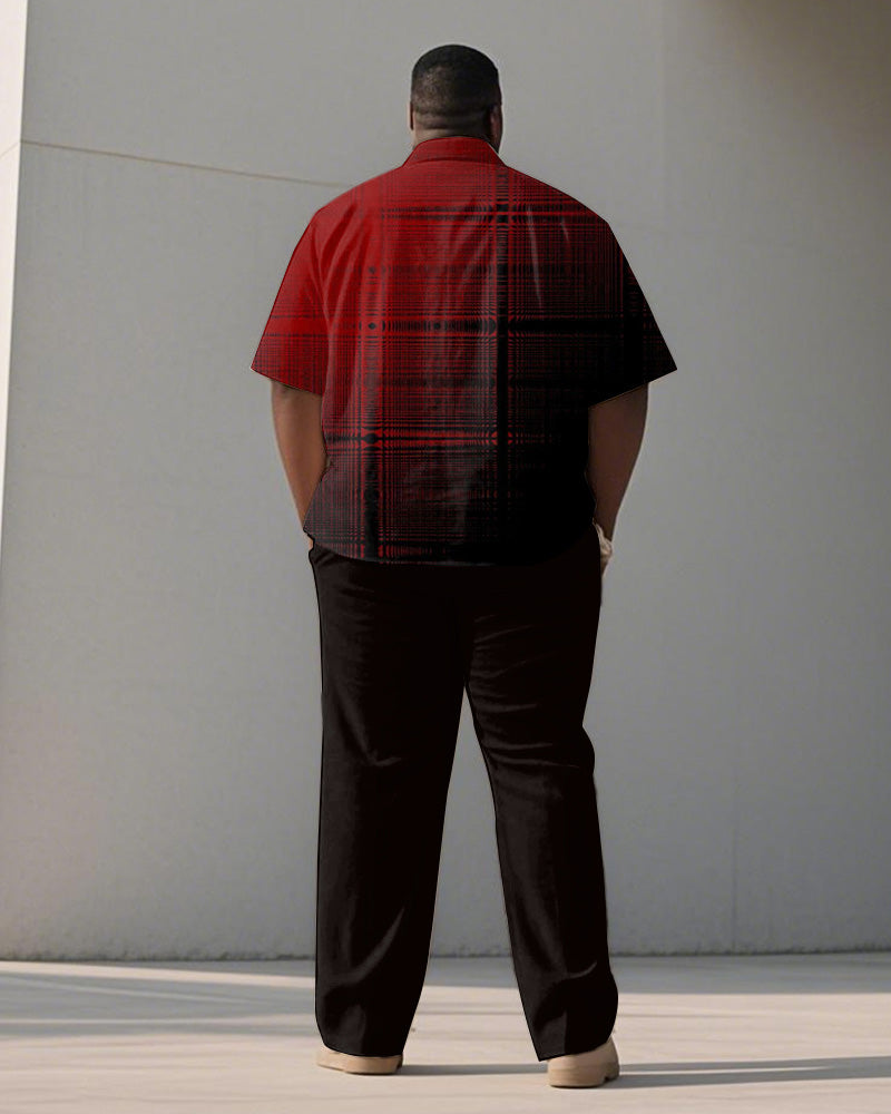 Big & Tall Black Red Graphic T-Shirt Pants Set for big men view 4