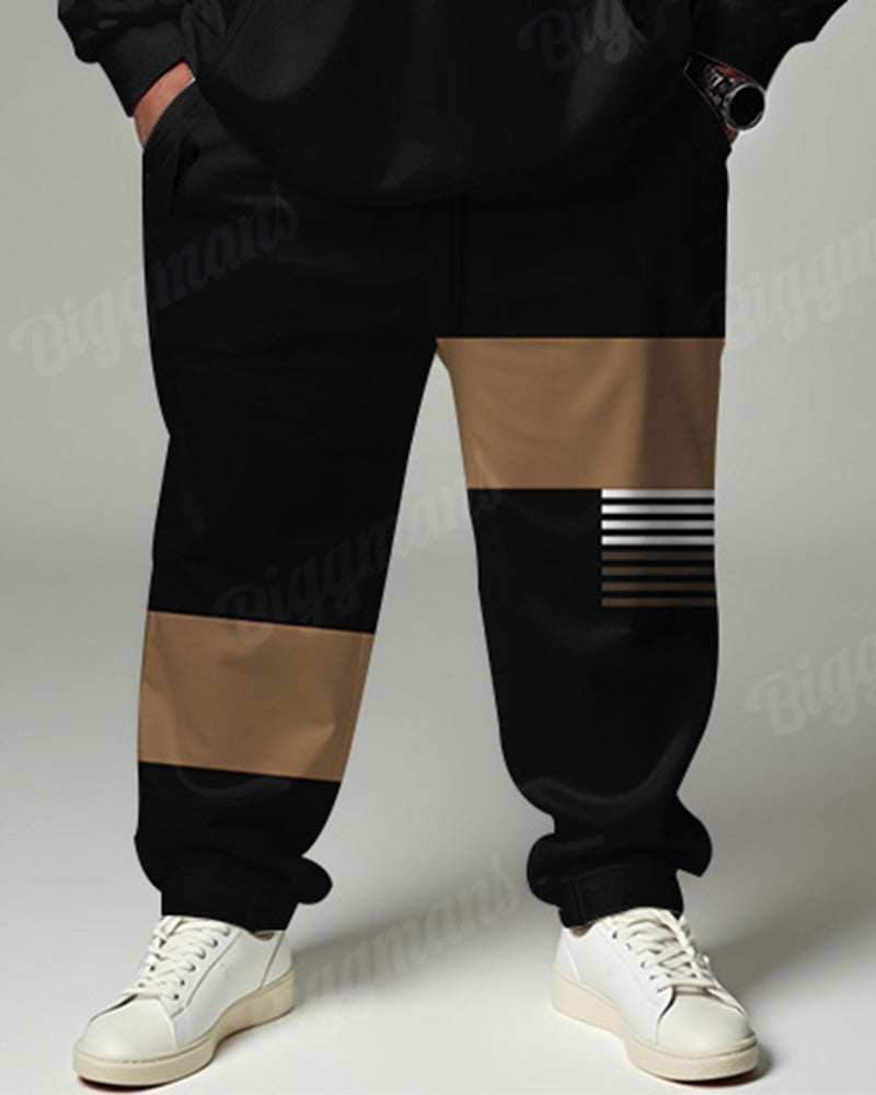 Big & Tall Black Colorblock Hoodie Sweatpants Set for big men view 3
