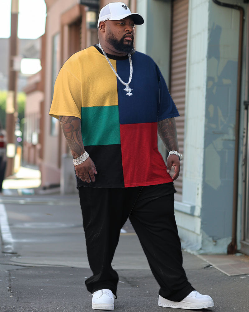 Big & Tall Colorblock T-Shirt Pants Set for big men view 1