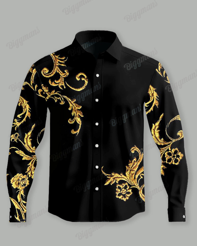 Big & Tall Floral Vintage Long Sleeve Shirt for big men view 2