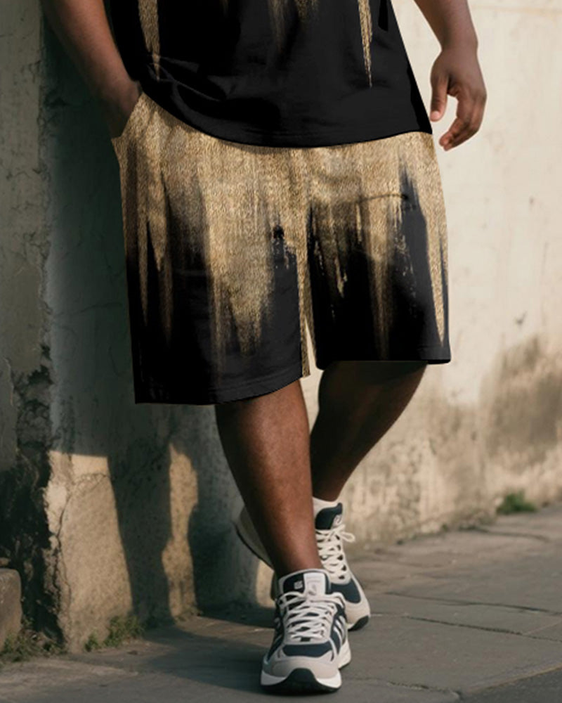 Big & Tall Khaki Gradient Graphic Two-piece Set for big men view 3