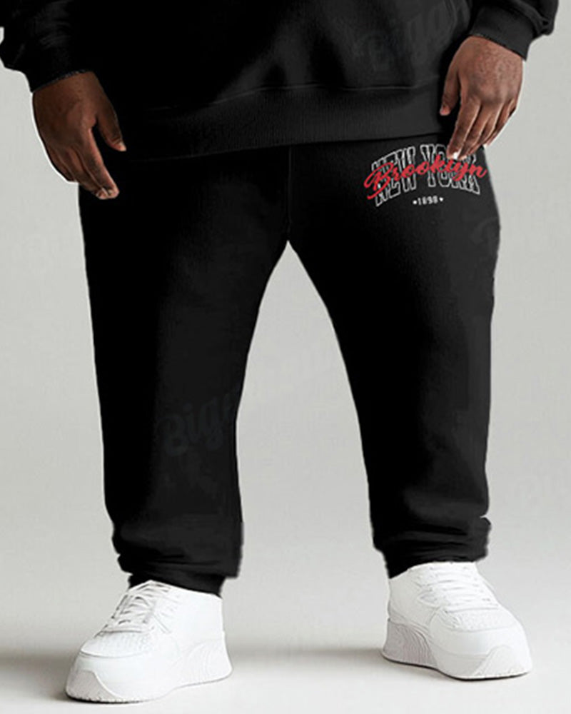 Big & Tall Black Graphic Hoodie Sweatpants Set for big men view 3