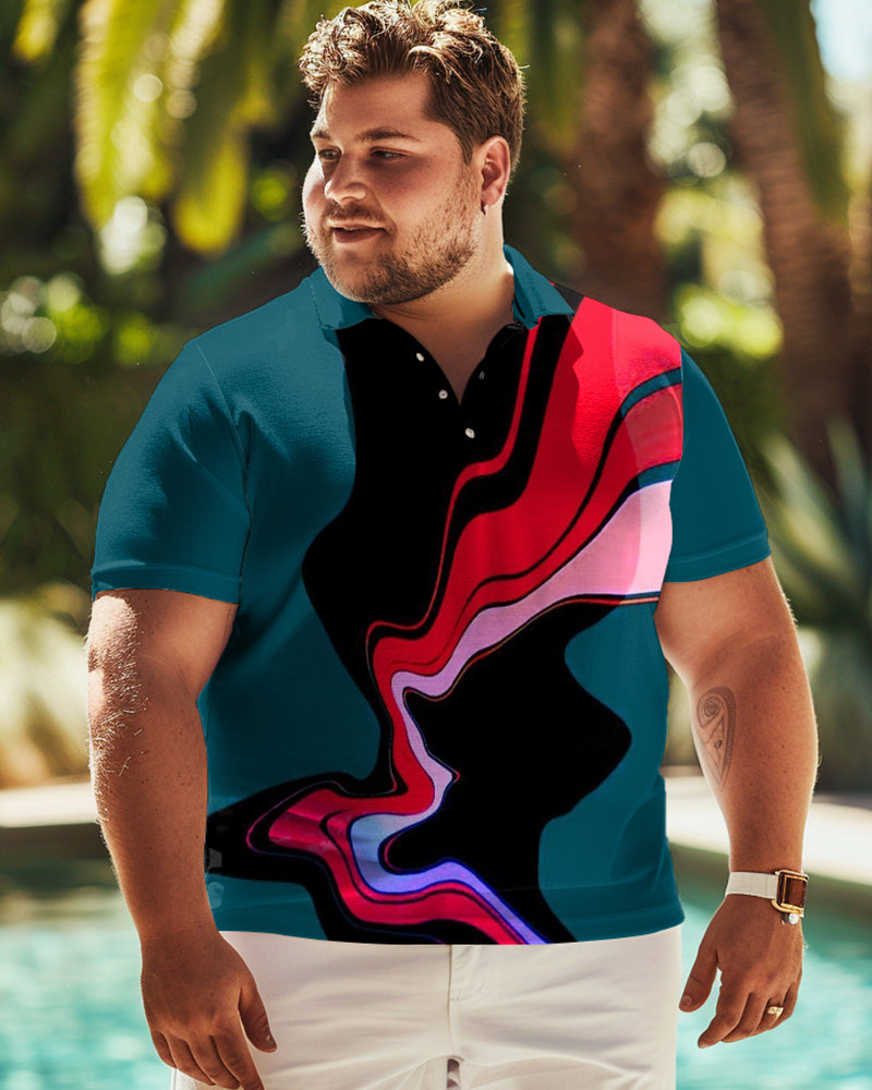 Big & Tall Graphic T-Shirt Shorts Set for big men