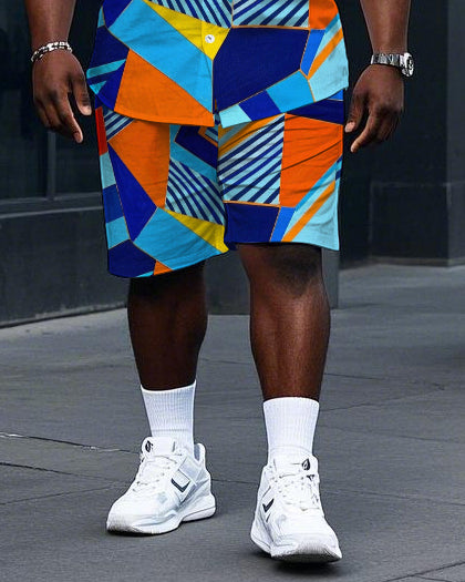 Big & Tall Colorblock T-Shirt Shorts Set for big men view 3