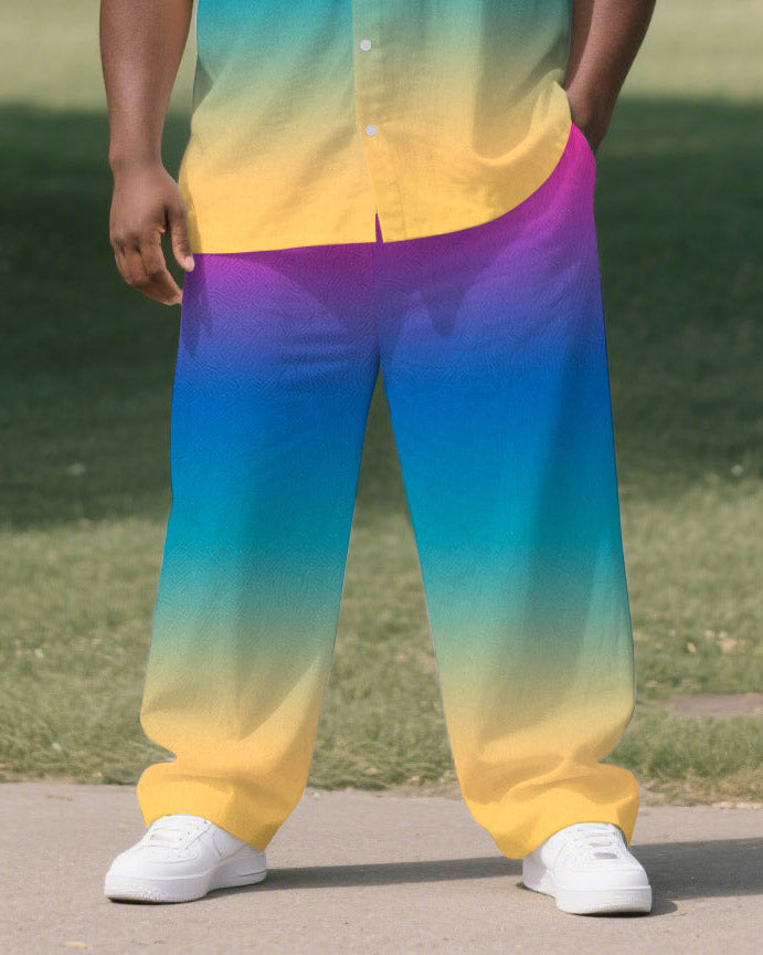 Big & Tall Gradient Shirt Pants Set for big men view 3