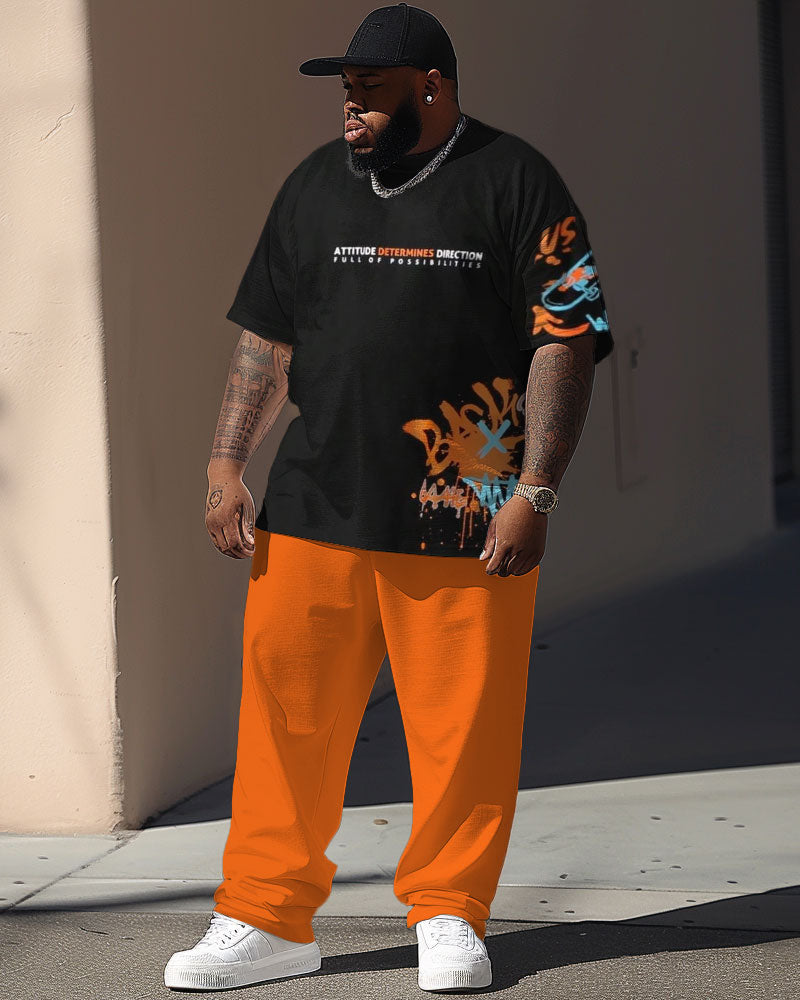 Big & Tall Graphic Graffiti T-Shirt Pants Set for big men view 1