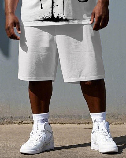 Big & Tall Graphic T-Shirt Shorts Set for big men view 3