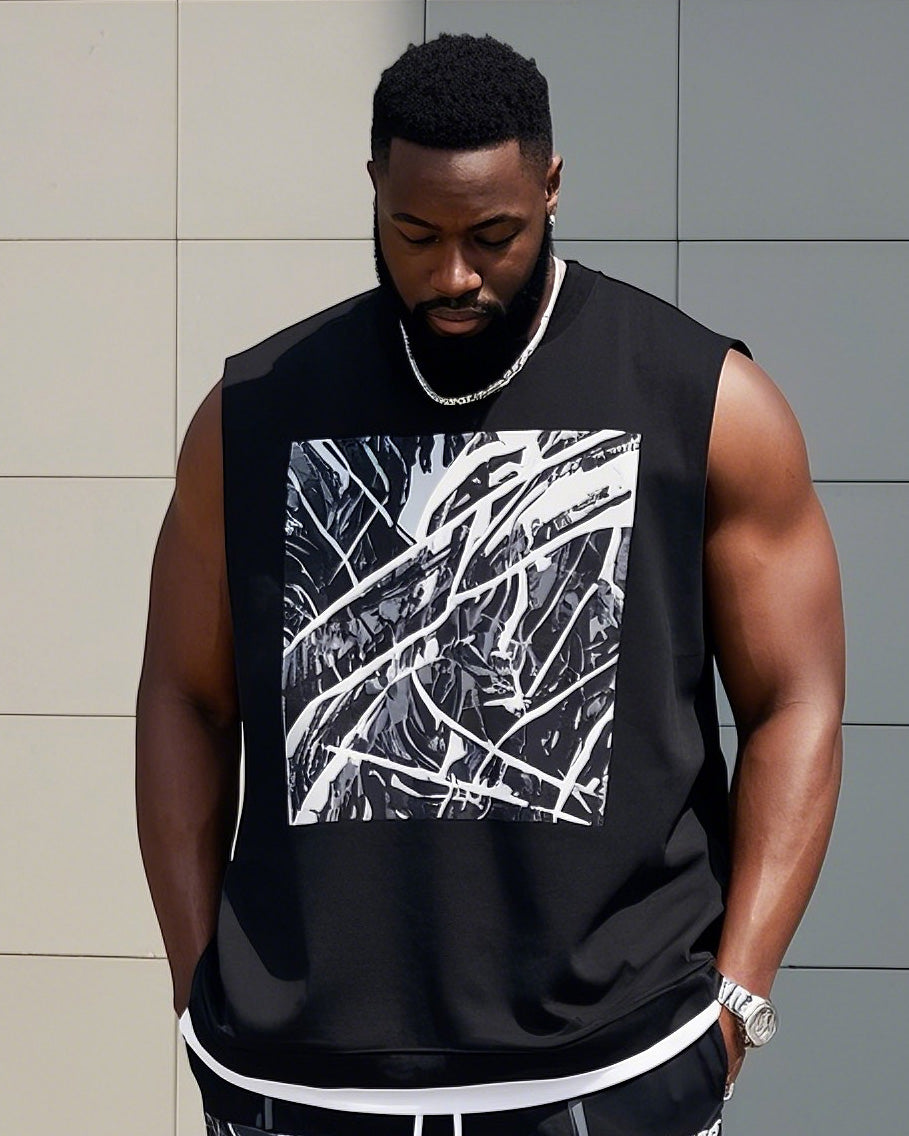 Big & Tall Colorblock Vest Pants Set for big men view 2