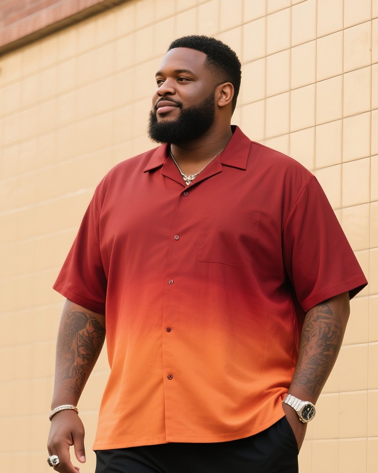 Big & Tall Gradient T-Shirt Shorts Set for big men view 2