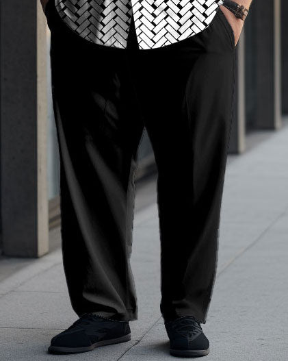 Big & Tall Black Gradient Shirt Pants Set for big men view 3
