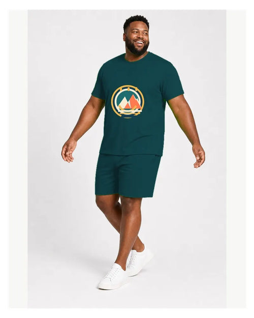 Big & Tall Summit Signal Digital Print T-Shirt and Shorts Set Set
