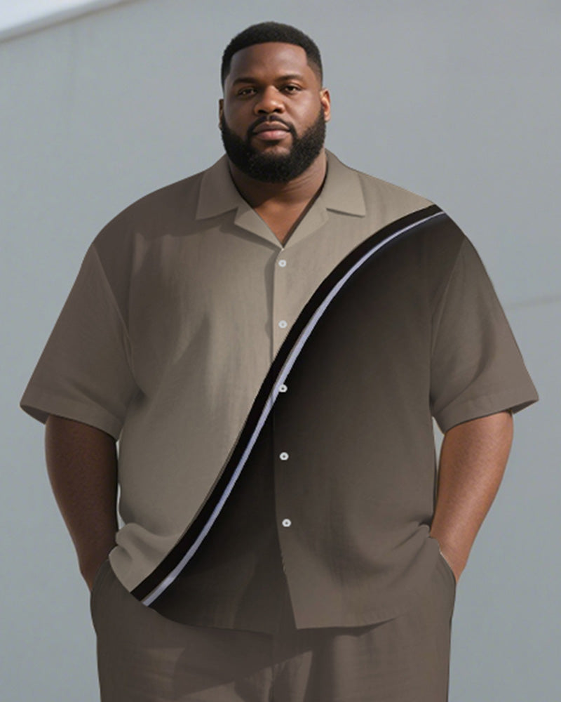 Big & Tall Brown Gradient Graphic T-Shirt Pants Set for big men view 2