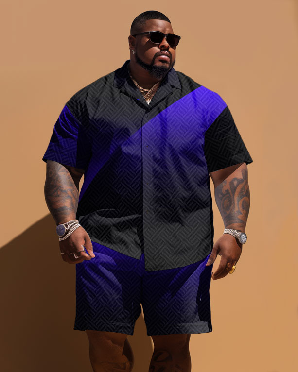 Big & Tall Gradient T-Shirt Shorts Set for big men view 1