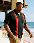 Big & Tall Black Red Colorblock Polo Shirt for big men