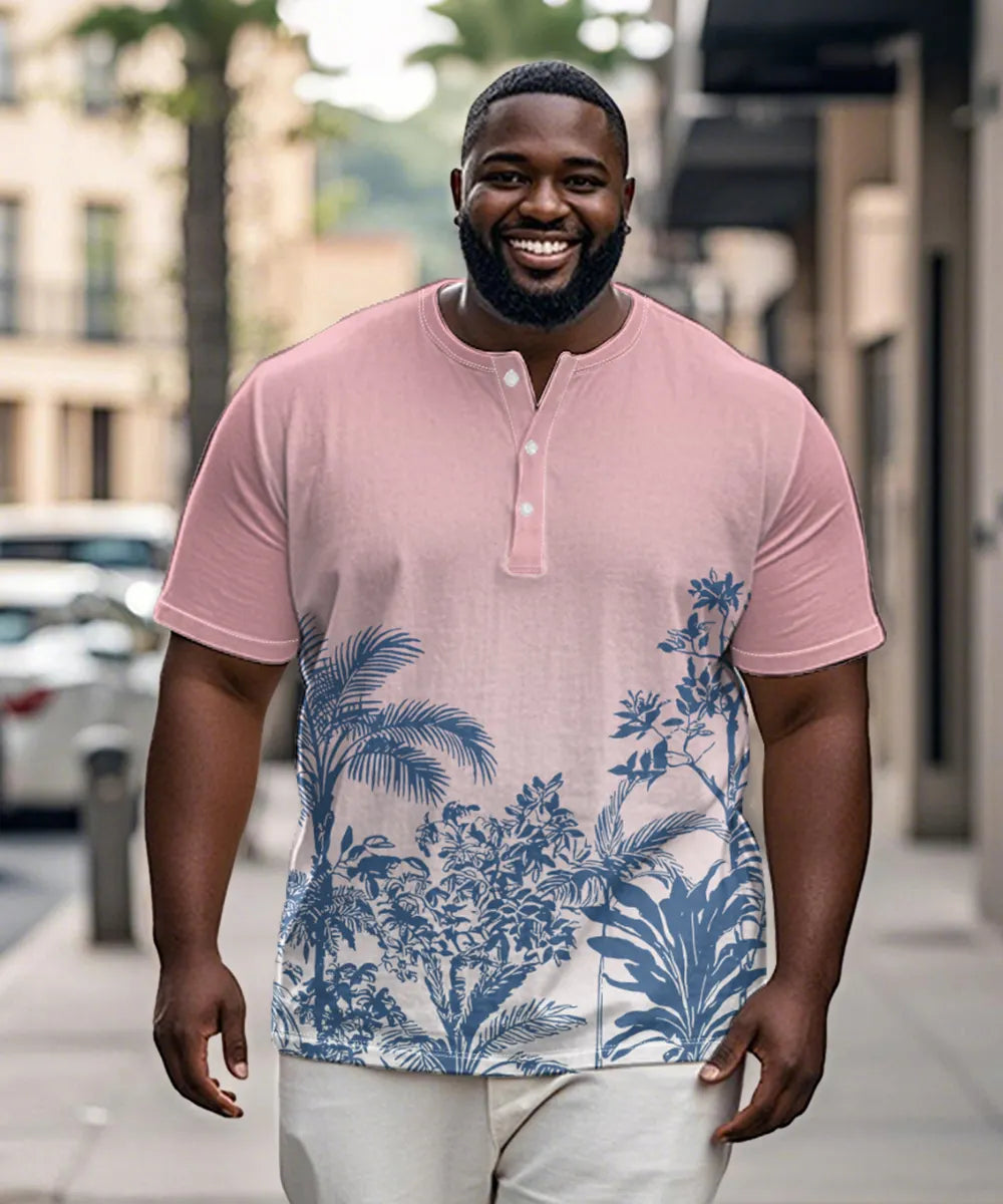 Big & Tall Pink Hawaiian Gradient T-Shirt for big men view 1