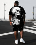 Big & Tall Graphic Skull T-Shirt Shorts Set for big men view 1