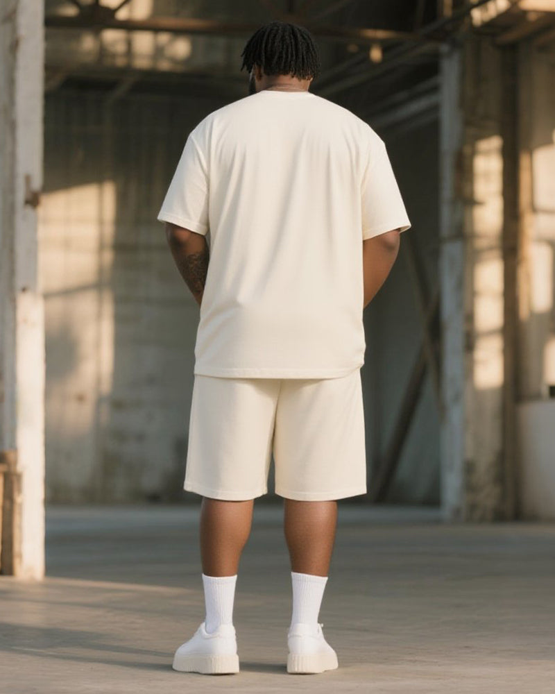 Big & Tall Graphic Vintage T-Shirt Shorts Set for big men view 4
