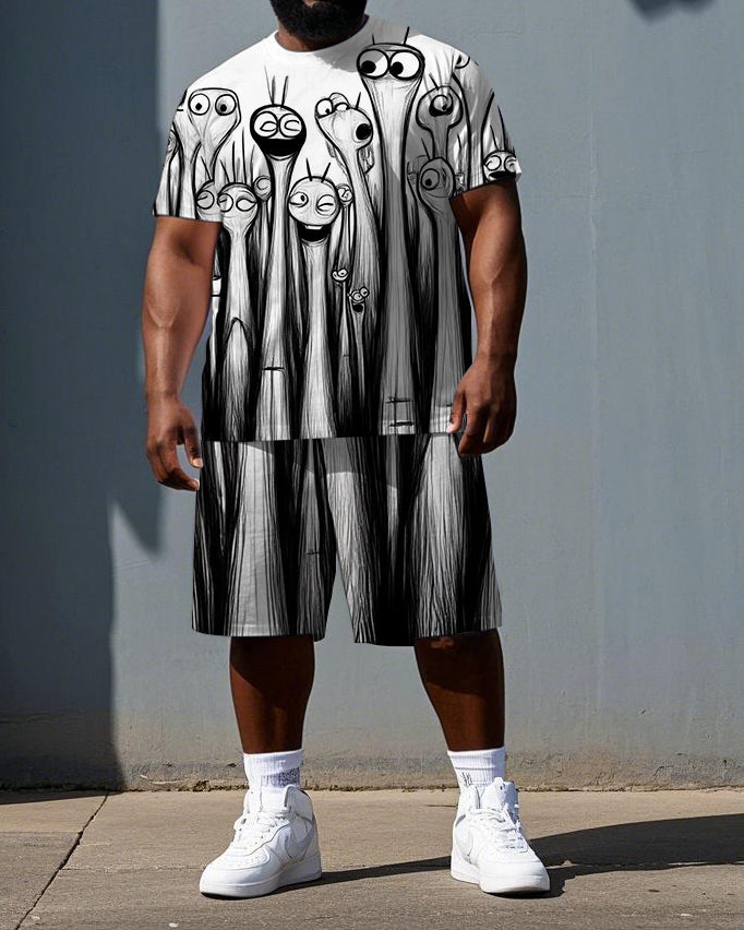 Big & Tall Graphic Streetwear Two-piece Set for big men view 1