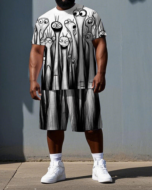 Big & Tall Graphic Streetwear Two-piece Set for big men view 1