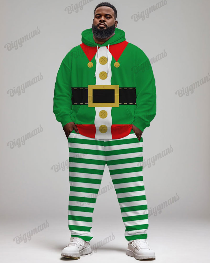 Big & Tall Striped Graphic Hoodie Sweatpants Set for big men view 1