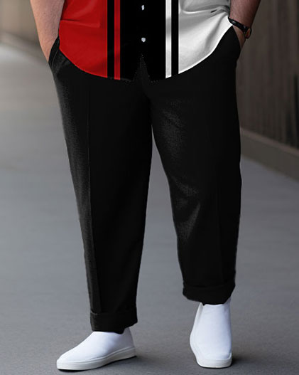 Big & Tall Black Red Gradient Shirt Pants Set for big men view 3