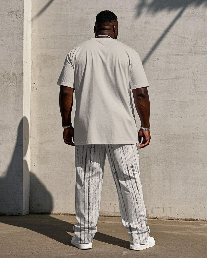 Big & Tall Colorblock Streetwear T-Shirt Pants Set for big men view 4