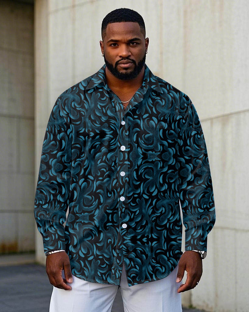 Big & Tall Business Casual Vintage Long Sleeve Shirt for big men view 1