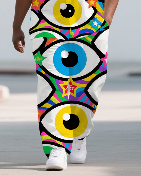 Big & Tall Graffiti Streetwear T-Shirt Pants Set for big men view 3