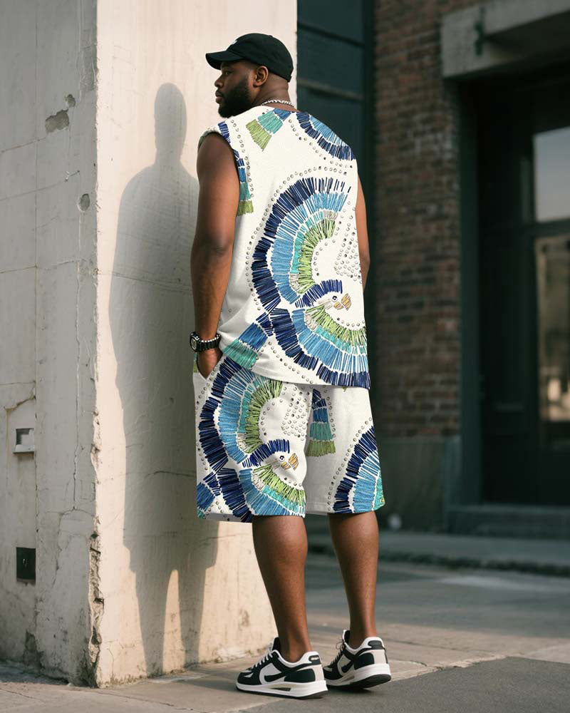 Big & Tall White Graphic Graffiti Two-piece Set for big men view 4