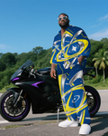 Big & Tall Geometric T-Shirt Pants Set for big men view 2